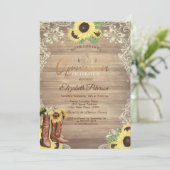 Rustic Lights,Lace,Boots Sunflowers Quinceañera 招待状 (スタンド正面)