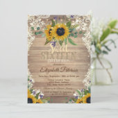 Rustic Lights,Lace Sunflowers Sweet 16 Party 招待状 (スタンド正面)