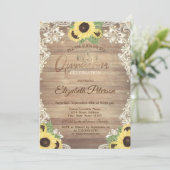 Rustic Lights,Tiara,Lace Sunflowers Quinceañera 招待状 (スタンド正面)