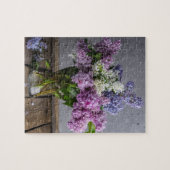 Rustic Lilac Floral Bouquet In Glass Vase ジグソーパズル (横)