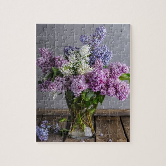 Rustic Lilac Floral Bouquet In Glass Vase ジグソーパズル (縦)