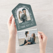 Rustic Line Drawn Christmas Botanical Arch 1-Photo オールインワン招待状 (貼ってはがせる)