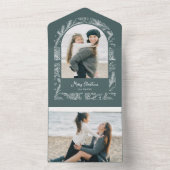 Rustic Line Drawn Christmas Botanical Arch 1-Photo オールインワン招待状 (内側)