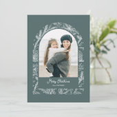 Rustic Line Drawn Christmas Botanical Arch 1-Photo シーズンカード (スタンド正面)