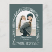 Rustic Line Drawn Christmas Botanical Arch 1-Photo シーズンポストカード (正面)