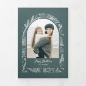 Rustic Line Drawn Christmas Botanical Arch 1-Photo 三つ折りクリスマスカード (カバー)
