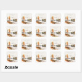 Rustic linen and fall lake Wedding Sticker スクエアシール (シート)