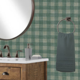 Rustic Linen Buffalo Check Dark Blue Green Plaid 壁紙