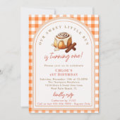 Rustic Little Bun Cinnamon Roll 1st Birthday Party 招待状 (正面)