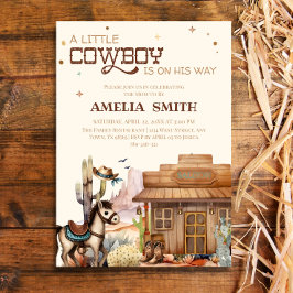 Rustic Little Cowboy Western Baby Shower Wild West 招待状