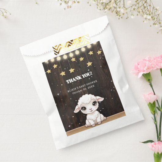 Rustic Little White Lamb Baby Shower フェイバーバッグ (封をした状態)