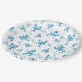 Rustic Lobster Nautical Block Print Pattern ペーパープレート (アングル)