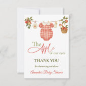 Rustic Locally Grown Clothesline Apple Baby Shower サンキューカード (正面)