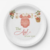 Rustic Locally Grown Clothesline Apple Baby Shower ペーパープレート (正面)