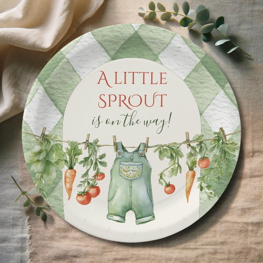 Rustic Locally Grown Neutral Sprout Baby Shower ペーパープレート