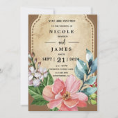 Rustic Look Watercolor Floral 招待状 (正面)