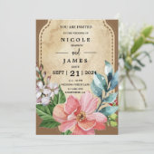 Rustic Look Watercolor Floral 招待状 (スタンド正面)