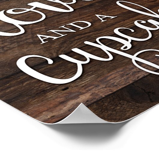 Rustic LOVE AND A CUPCAKE Sign Print ポスター (角)