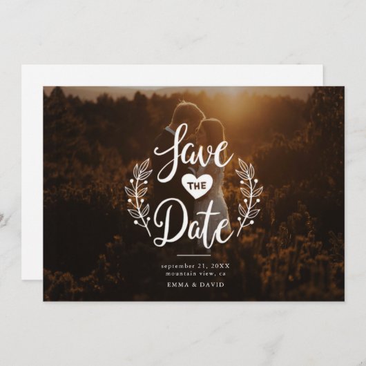 Rustic Love Save the Date 招待状 (正面/裏面)