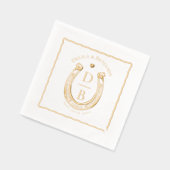Rustic Love Western Horseshoe Monogram Wedding 箔ナプキン (左)