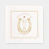 Rustic Love Western Horseshoe Monogram Wedding 箔ナプキン (正面)