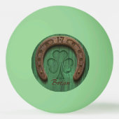 Rustic Lucky Horse Shoe Irish Personalized  卓球ボール (正面)