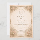 Rustic Luxury Botanical Floral Wedding セーブザデート (正面)