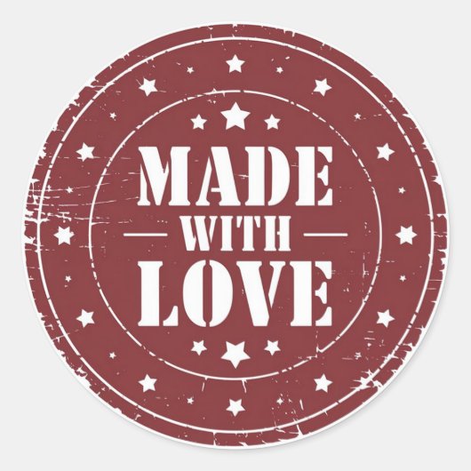 Rustic “Made With Love” – Handmade Small Business ラウンドシール (正面)