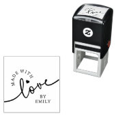 Rustic Made with Love Script Heart Handmade セルフインキングスタンプ (インサイチュ)