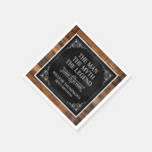 Rustic Man Myth Legend 80th Birthday Black スタンダードカクテルナプキン (角)