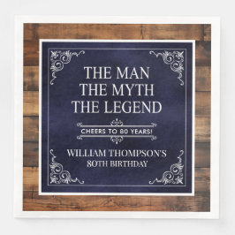 Rustic Man Myth Legend 80th Birthday Navy Blue 
