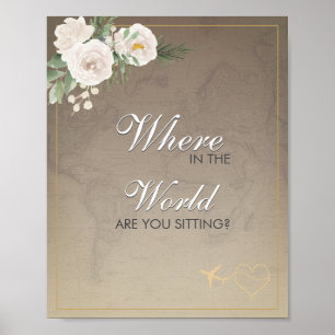 Rustic Map Bridal Shower Seating Sign  ポスター