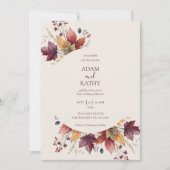Rustic Maple Leaf Arch Fall Wedding Invitation 招待状 (正面)