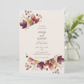 Rustic Maple Leaf Arch Fall Wedding Invitation 招待状 (スタンド正面)