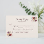 Rustic Maple Leaf Fall Wedding RSVP Card (スタンド正面)