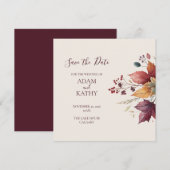 Rustic Maple Leaf Fall Wedding Save the Date Card セーブザデート (正面/裏面)