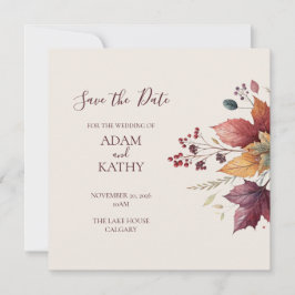 Rustic Maple Leaf Fall Wedding Save the Date Card セーブザデート