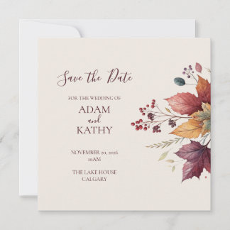 Rustic Maple Leaf Fall Wedding Save the Date Card セーブザデート