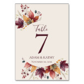 Rustic Maple Leaf Fall Wedding Table Numbers テーブルナンバー (裏面)