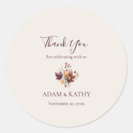 Rustic Maple Leaf Fall Wedding Thank You Sticker ラウンドシール