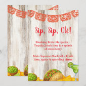 Rustic Margarita Bar Sign | Neutral Fiesta Bridal 招待状 (正面/裏面)