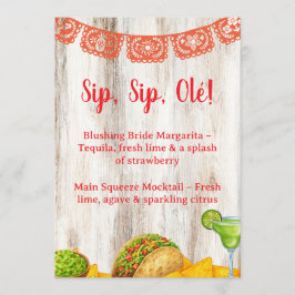 Rustic Margarita Bar Sign | Neutral Fiesta Bridal 招待状