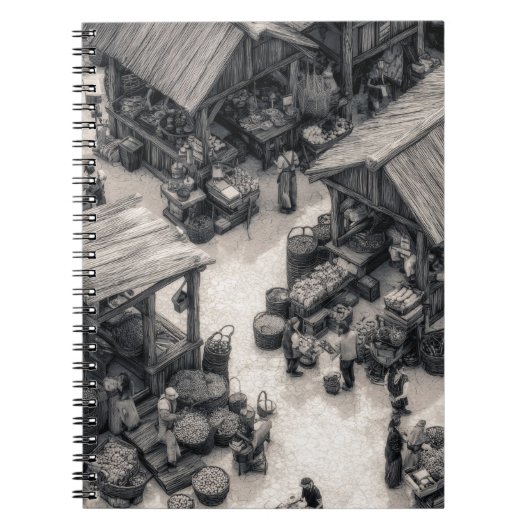 Rustic Market Sketch Sepia Notebook ノートブック (正面)