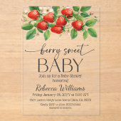 Rustic Market Strawberry Berry Sweet Baby Shower アクリル招待状 (正面)