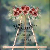 Rustic Marsala Floral Wedding Welcome アクリルサイン (ニュートラル)