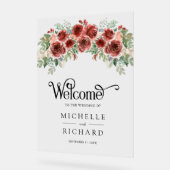 Rustic Marsala Floral Wedding Welcome アクリルサイン (傾斜)