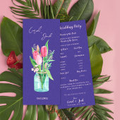 Rustic Mason Jar Floral Wedding Program Card 招待状