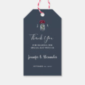 Rustic mason jar monogram navy blue wedding ギフトタグ (正面)