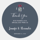 Rustic mason jar monogram navy blue wedding ラウンドシール (正面)