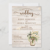 Rustic Mason Jar on Wood Wedding Invitation 招待状 (正面)